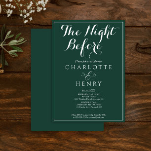 Elegant Minimal Green Wedding The Night Before  Invitation