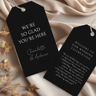 Elegant, minimal, handwriting, black Gift Tag