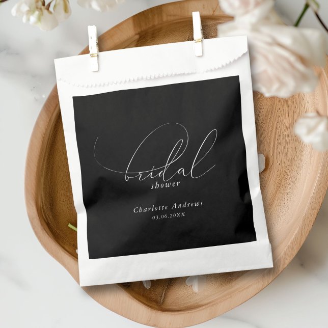Elegant, minimal, handwriting Bridal Shower Favour Bag (Elegant, minimal, handwriting Bridal Shower Favor Bag with your name and date. Scripted Font.)