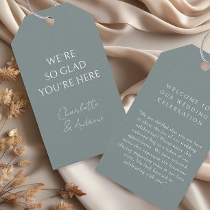 Elegant, minimal, handwriting, deep sea Gift Tag