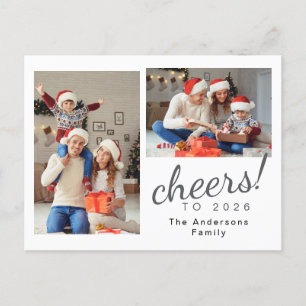 Elegant Minimal Happy New Year Family Photo Holiday Postcard