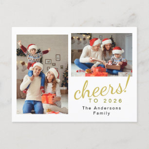 Elegant Minimal Happy New Year Family Photo Holiday Postcard