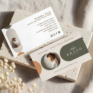 Elegant Minimal Holistic Celestial Moon Photo Luxe Business Card