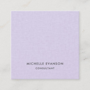 Elegant Minimal Lavender Purple Linen Professional Square Business Card