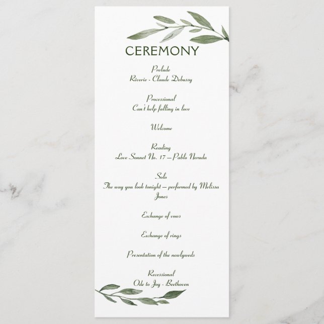 Elegant Minimal Leaves Frame Green Olive Hunter Program (Front)