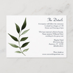 Elegant Minimal Leaves Frame Green Olive Hunter Wh Enclosure Card