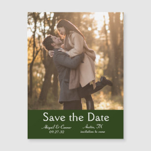 Elegant Minimal Leaves Frame Green Save The Date