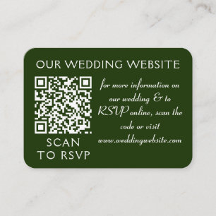 Elegant Minimal Leaves Green Olive Hunter Web QR Enclosure Card