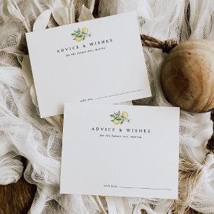 Elegant Minimal Lemon Bridal Shower Advice Card