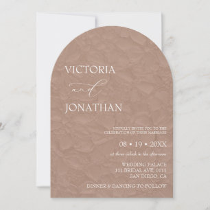 Elegant Minimal Light Brown White Wedding  Invitation