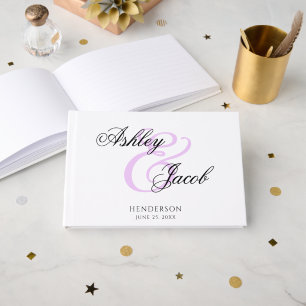 Elegant Minimal Light Purple Custom Name Wedding Guest Book