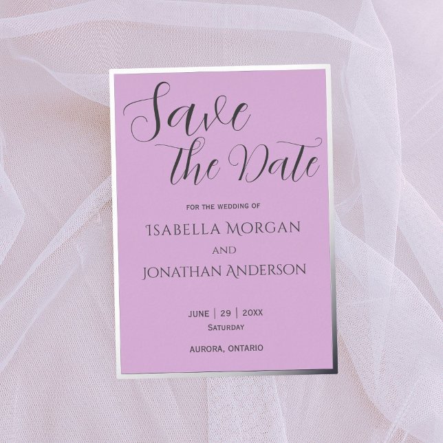 Elegant Minimal Lilac Purple Wedding Save The Date (Creator Uploaded)