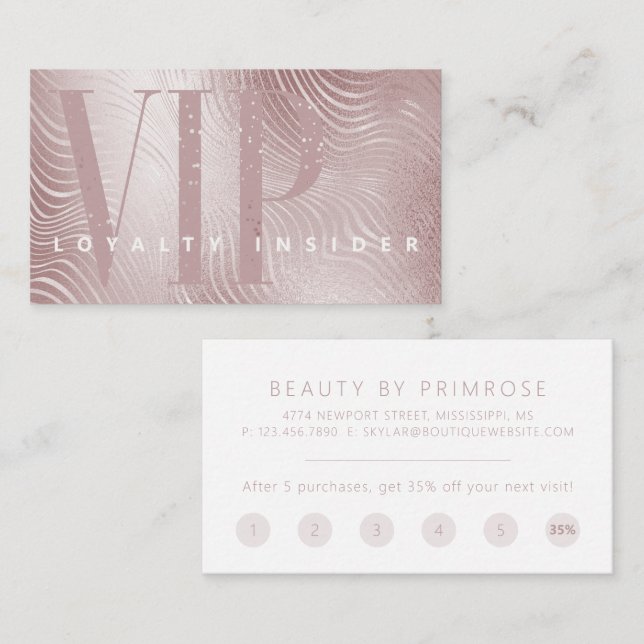 Elegant Minimal Luxury Glam Rose Gold Abstract VIP Loyalty Card (Front/Back)