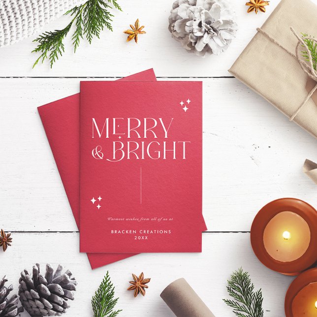 Elegant Minimal Merry & Bright Corporate Holiday Card (Creator Uploaded)