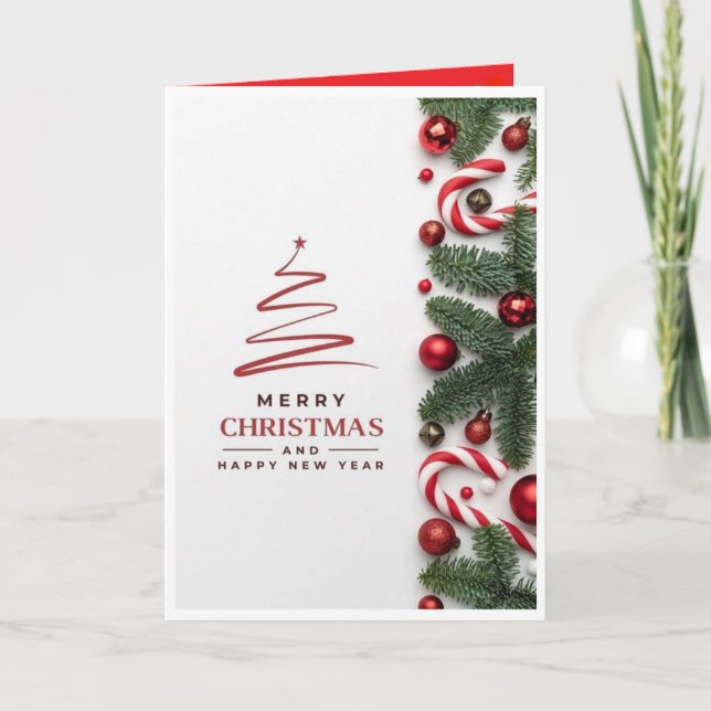 Elegant Minimal Merry Christmas Card (Front)