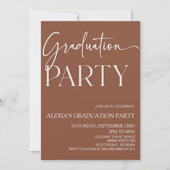 Elegant Minimal Minimalist Editable Graduation  Invitation (Front)