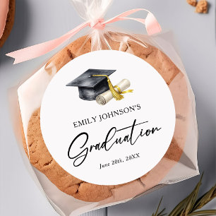 Elegant Minimal Minimalist Graduation Classic Round Sticker