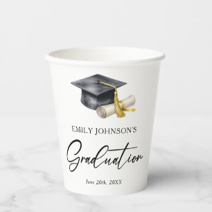 Elegant Minimal Minimalist Graduation Paper Cups
