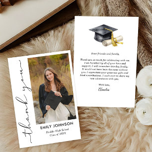 Elegant Minimal Minimalist Graduation Thank You Card
