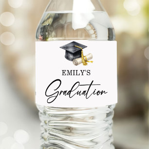 Elegant Minimal Minimalist Graduation Water Bottle Label