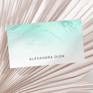 Elegant minimal mint green glitter marble business card