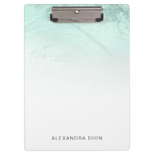 Elegant minimal mint green glitter marble clipboard