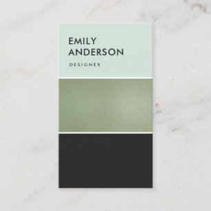 ELEGANT MINIMAL MINT GREEN METALLIC BLACK STRIPS BUSINESS CARD
