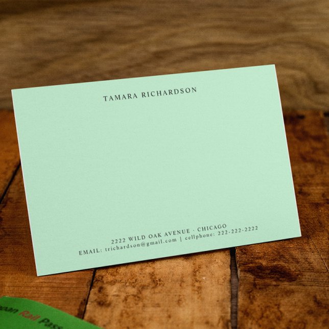 Elegant Minimal Mint Green Personalised Card (Creator Uploaded)