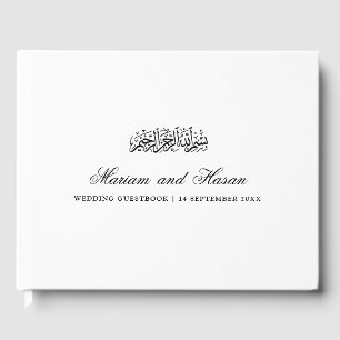 Elegant Minimal Modern Black Script Muslim Wedding Guest Book