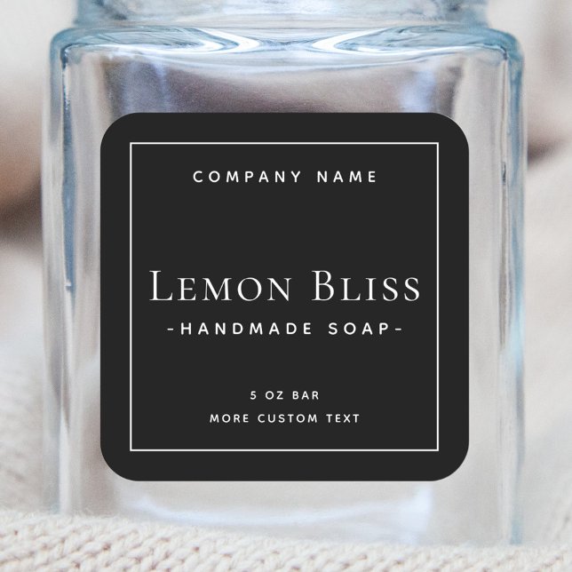 Elegant minimal modern black square product label (Creator Uploaded)