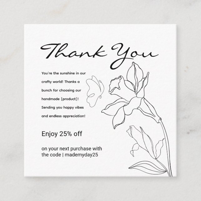 Elegant Minimal Modern Business Thank You Card (Front)