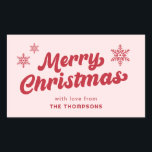 Elegant Minimal Modern Pink Boho Merry Christmas  Rectangular Sticker<br><div class="desc">Contact with me if you need help.</div>