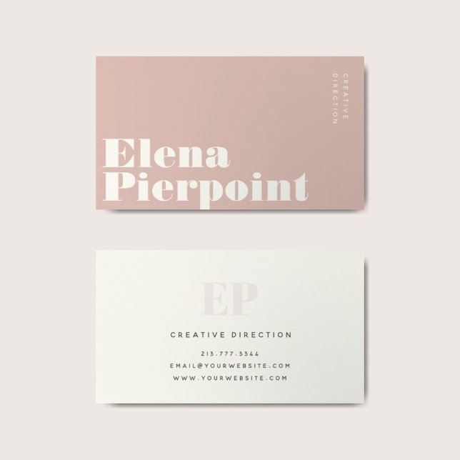 Elegant Minimal Monogram Blush Ivory Professional Business Card (Creator Uploaded)