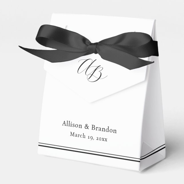 Elegant Minimal Monogram Custom Wedding Favour Box (Front Side)