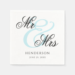 Elegant Minimal Mr and Mrs. Wedding Napkins