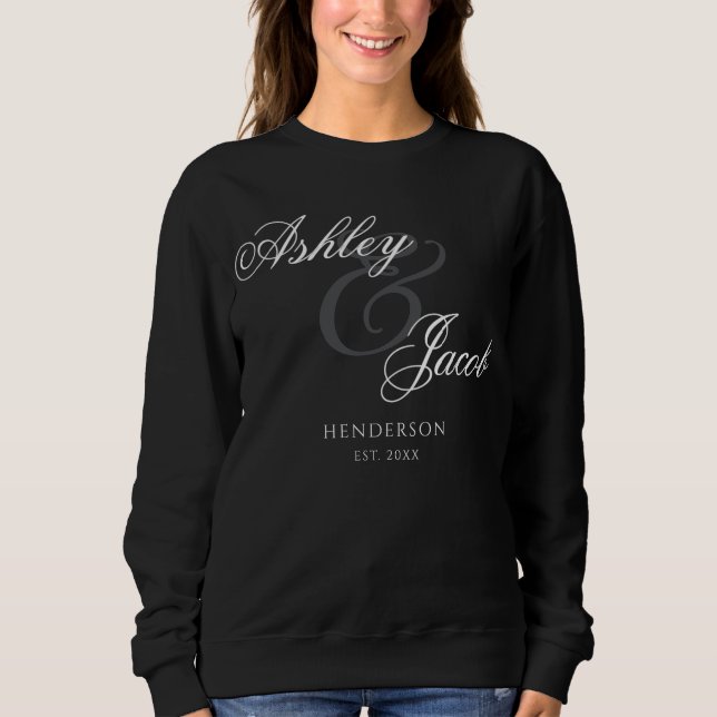 Elegant Minimal Mr and Mrs. Wedding Sweatshirt (Front)