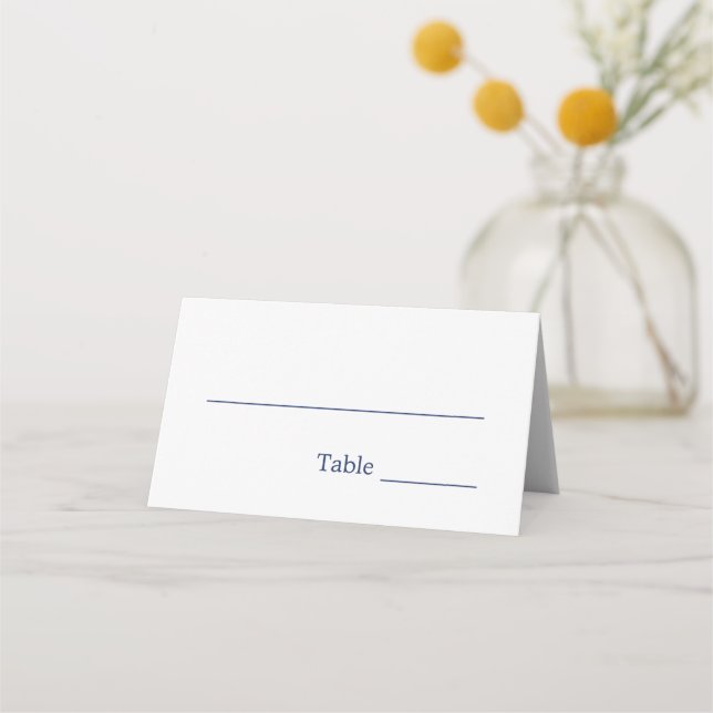 Elegant Minimal Navy Blue Wedding Place Card (Front)