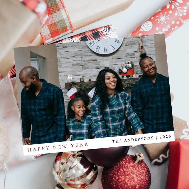 Elegant Minimal New Year Cheers Family Photo Holid Holiday Card (Creator Uploaded)