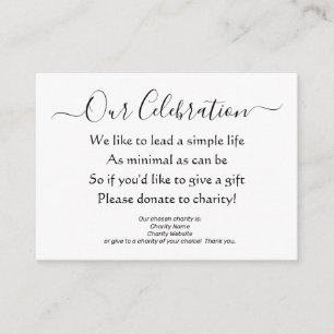 Elegant Minimal No Gifts Charity Donation Poem Enclosure Card