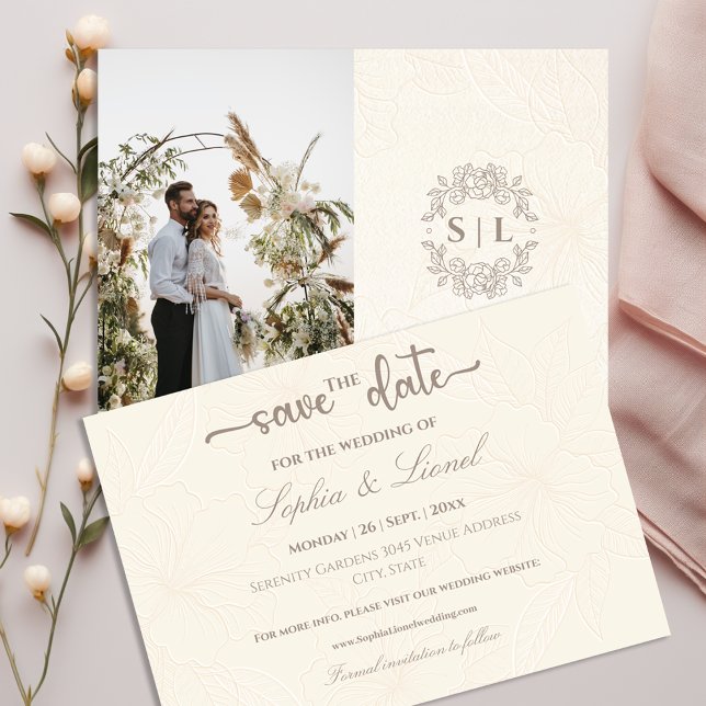 Elegant Minimal Off White Wedding Save The Date (Creator Uploaded)