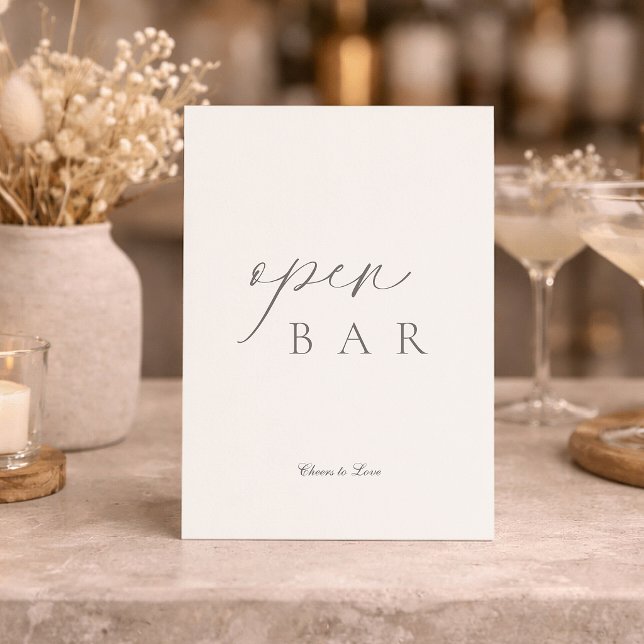 Elegant Minimal Open Bar Wedding Sign Invitation (Creator Uploaded)