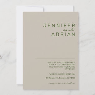 Elegant Minimal Pale Silver Modern Simple Wedding  Invitation