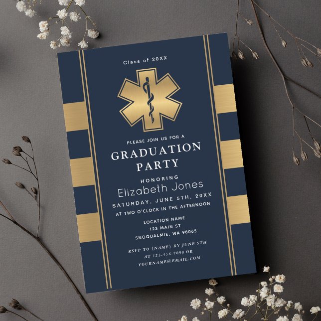 Elegant Minimal Paramedic Graduation Party Invitation (Creator Uploaded)
