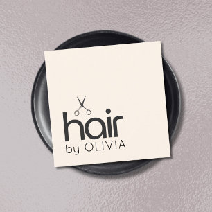 Elegant Minimal Pastel Black Scissors Hairstylist  Square Business Card
