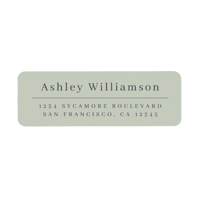 Elegant Minimal Pastel Green Return Address Return Address Label (Front)
