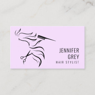 Elegant minimal pastel purple scissors hairstylist business card