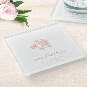 Elegant Minimal Peony Flower Wedding Welcome Glass Coaster