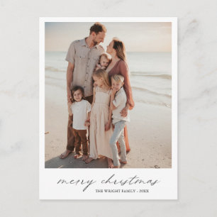 Elegant Minimal Photo Modern Christmas Holiday Postcard