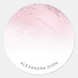Elegant minimal pink rose gold glitter marble classic round sticker