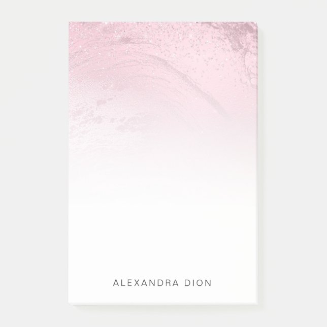 Elegant minimal pink rose gold glitter marble post-it notes (Front)